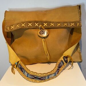 Handcrafted Tan Leather southwestern inspired boho Bag